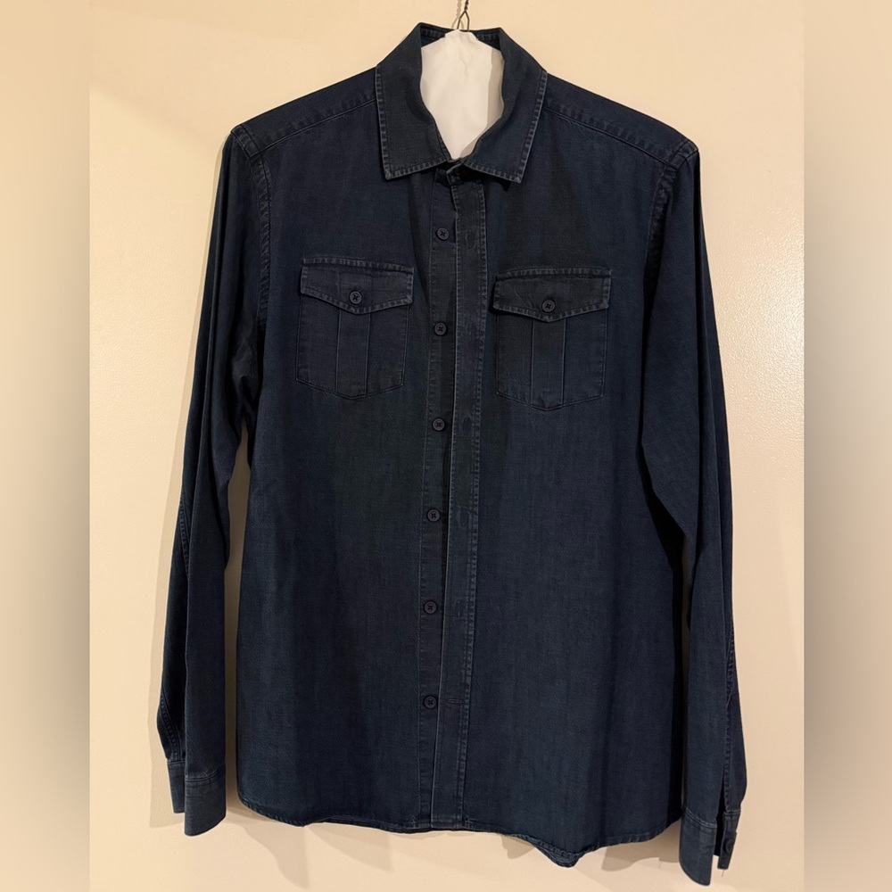 Men's cotton Button-Down Shirt - Dark Blue